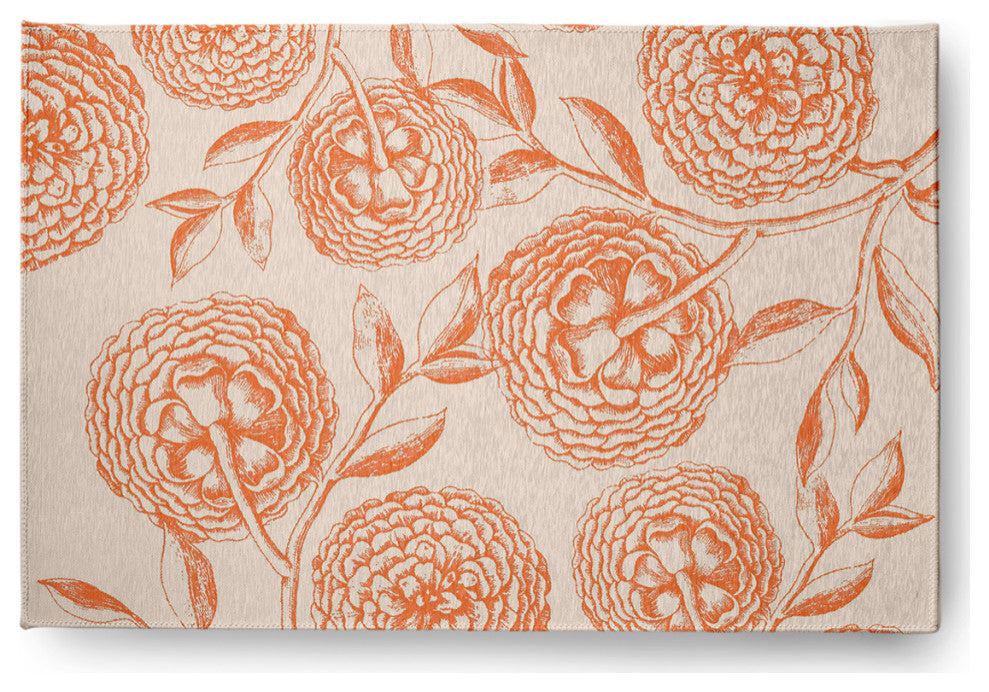 Antique Flowers Spring Chenille Rug, Orange, 2'x3'