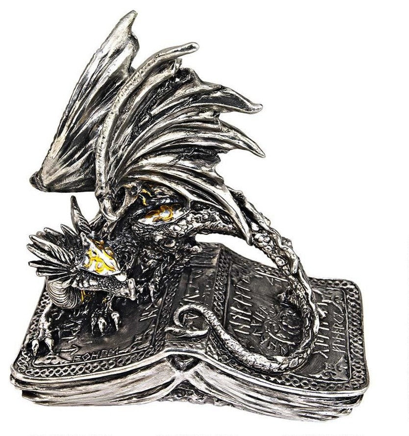 Metallic Guardian Dragon Statue Sculpture