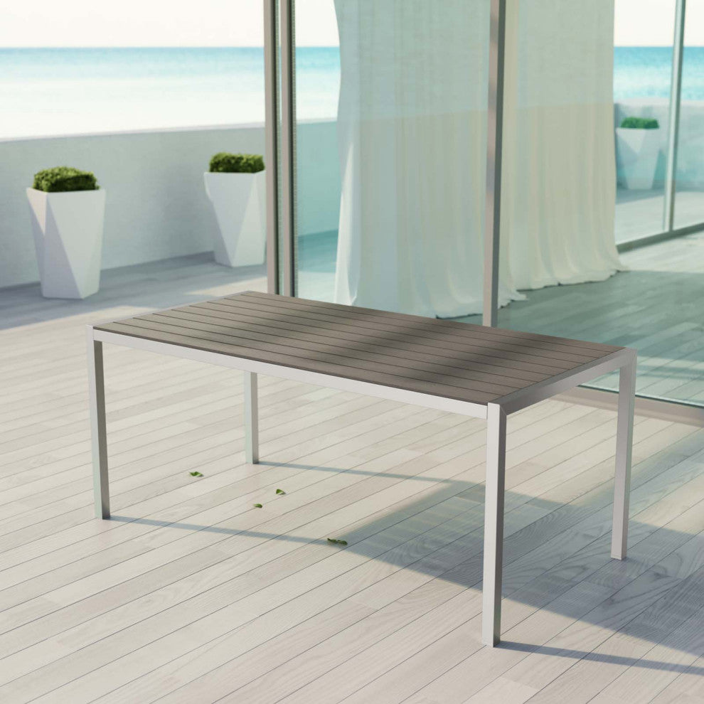 Silver Gray Shore Outdoor Patio Aluminum Dining Table