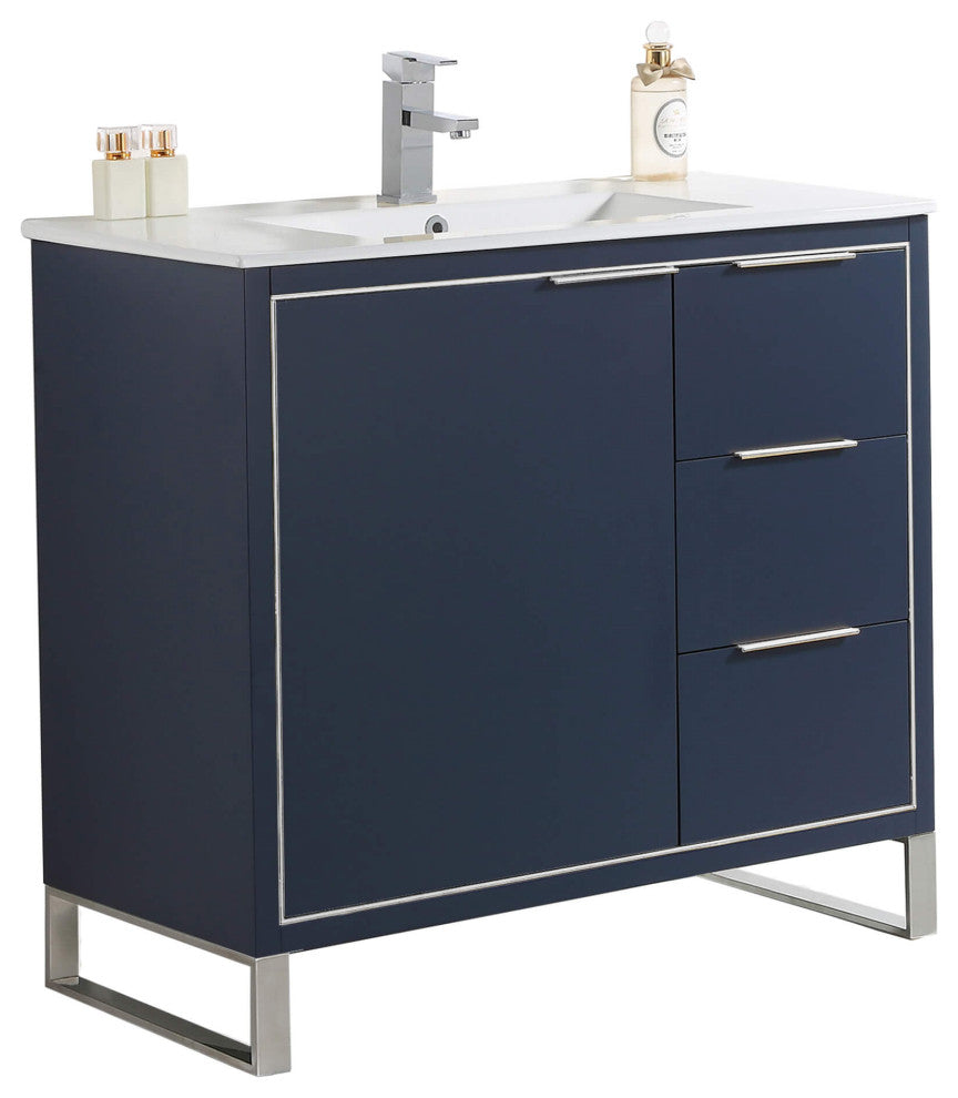 Fine Fixtures Opulence Collection Bathroom Vanity with White Ceramic Sink