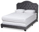 Modern Grey Velvet Fabric Upholstered Full Size Button Tufted Bed