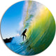 Surfer Beating Green Waves, Photo Disc Metal Artwork, 11"