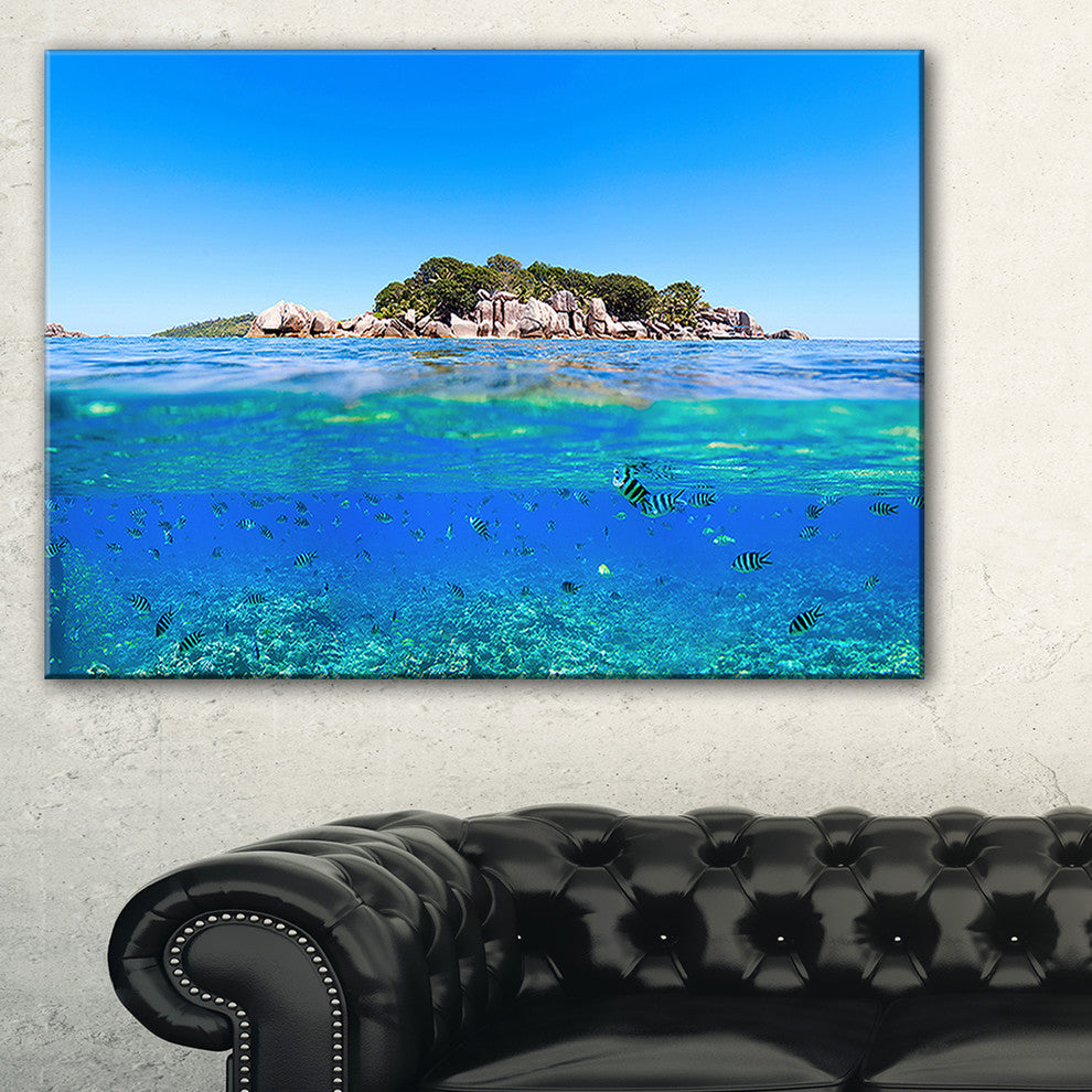 "Under and Above the Waters" Seascape Canvas Photo Print, 1 Panel, 60"x28"
