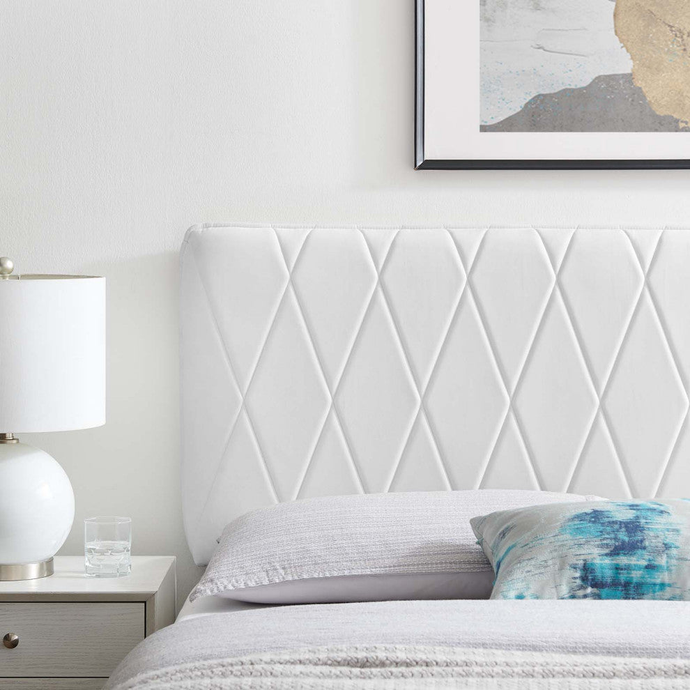 Headboard, King Size, Velvet, White, Modern Contemporary, Bedroom Master Suite