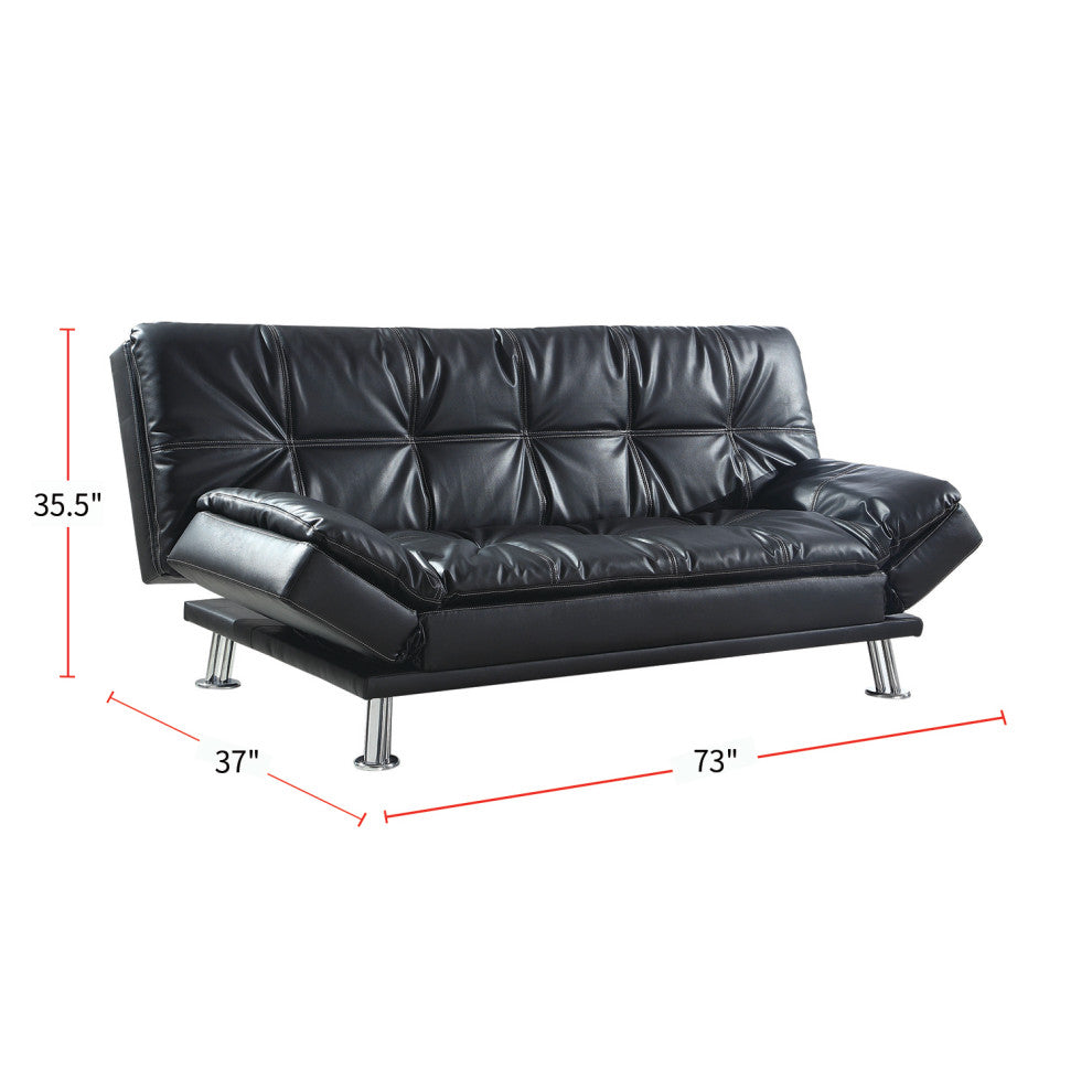 Upholstered Sofa Bed with Tufted Back, Black