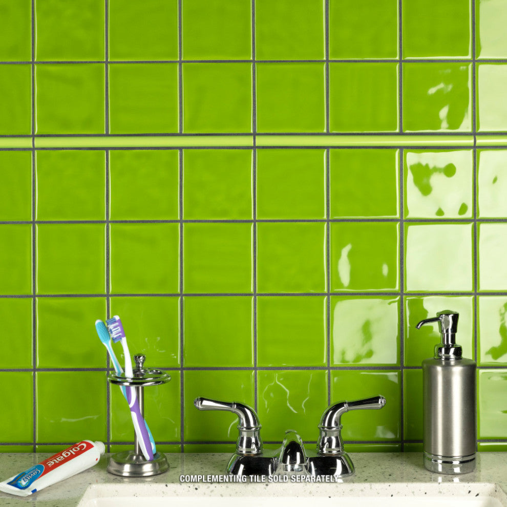 Twist Square Ceramic Mosaic Tile, Green Kiwi