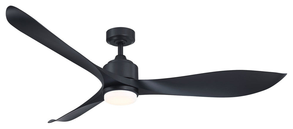 66 in Modern LED Ceiling Fan with 3 Blades and Remote Control, Black