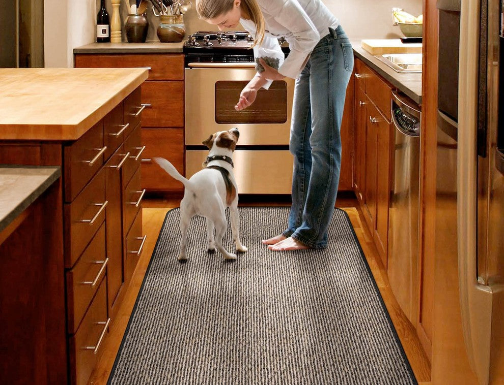 Skid-Resistant Area Rug Black Ripple, 6'x8'