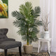 5'' Golden Cane Artificial Palm Tree, Sandstone Planter