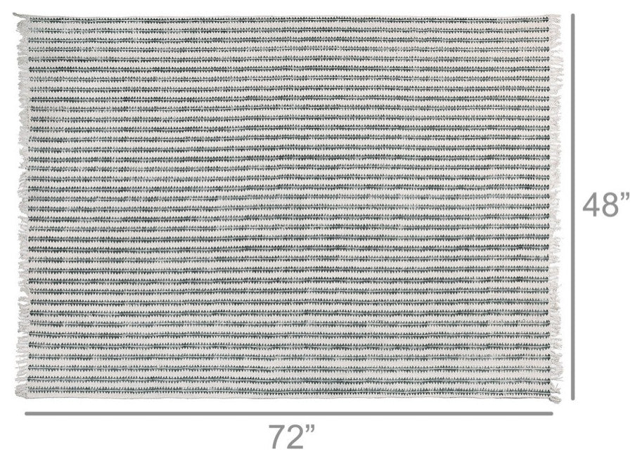 8" x 10" Gray and Cream Sawlike Stripes Area Rug