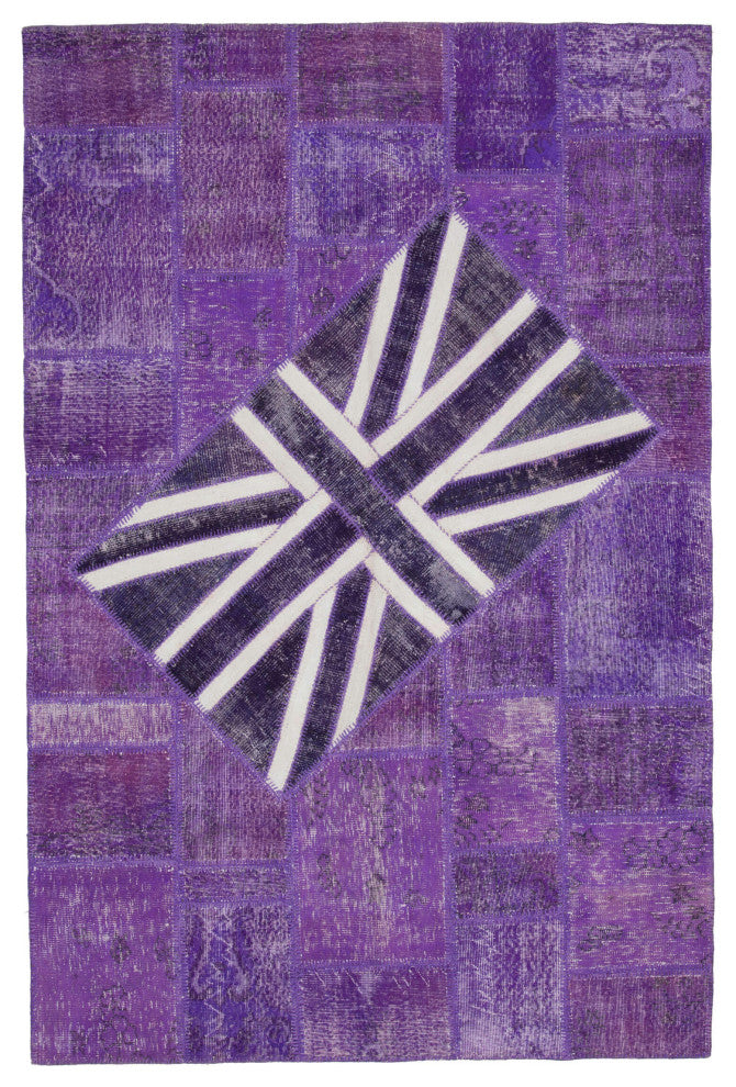 Rug N Carpet - Hand-knotted Anatolian 6' 7'' x 9' 11'' Flag Patchwork Rug