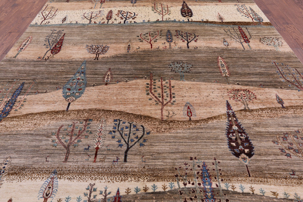 Hand Knotted Tribal Persian Gabbeh Rug 9' 1" X 12' 0" Q8167