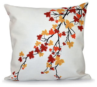 Maple Hues Flower Print Pillow, Orange, 26"x26"