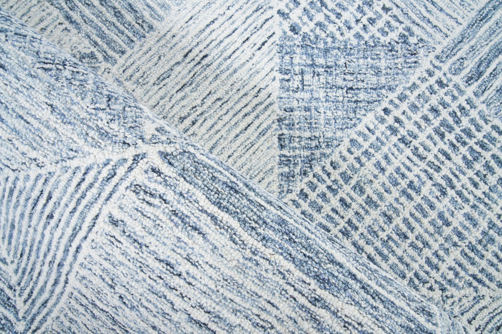 Caprice Handmade Hand-Tufted Wool Navy Blue/Ivory Area Rug, 9'x12'