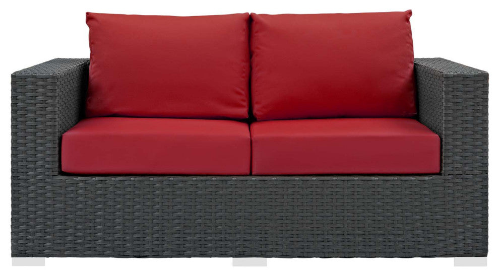 Canvas Red Sojourn Outdoor Patio Sunbrella Loveseat