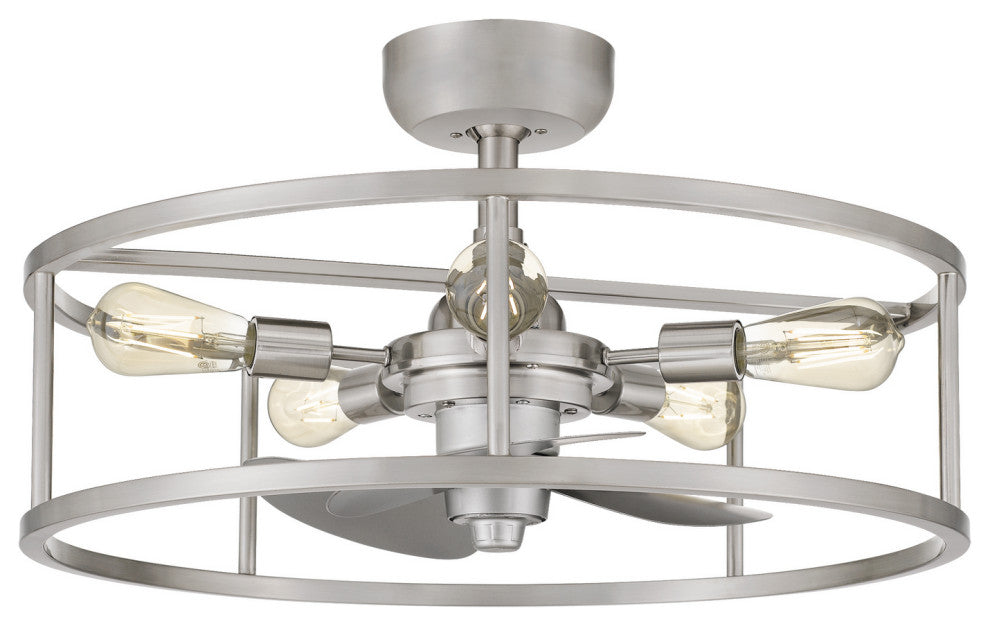 Quoizel NHR3124BN Five Light Fandelier, Brushed Nickel Finish
