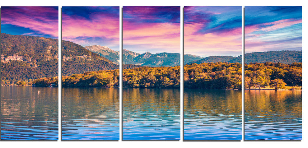 Bohinj Lake in Triglav National Park, Landscape Canvas Print, 60"x28", 5 Panels