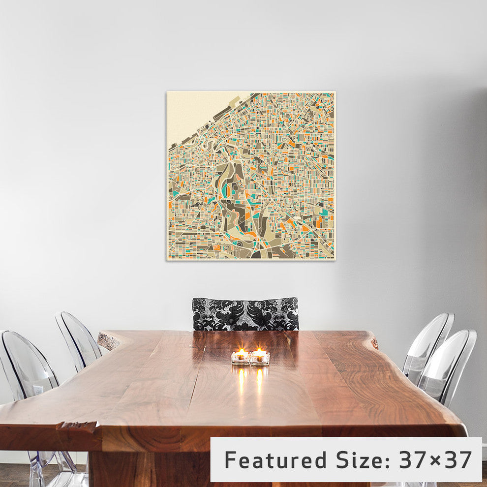 "Abstract City Map of Cleveland" by Jazzberry Blue, 26x26x1.5
