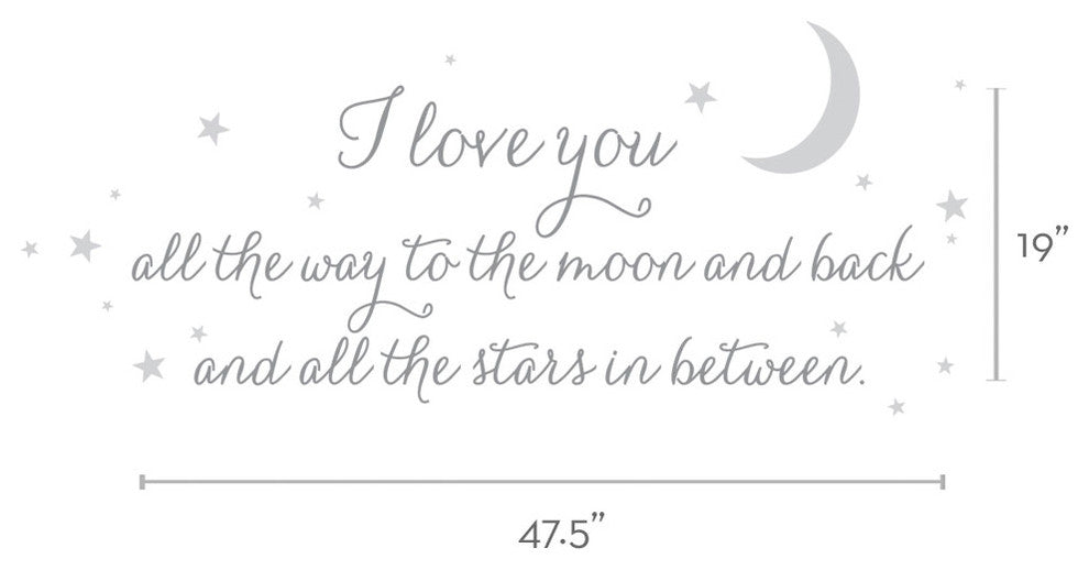 I Love You All The Way Quote Lettering Wall Decal, White/Maize