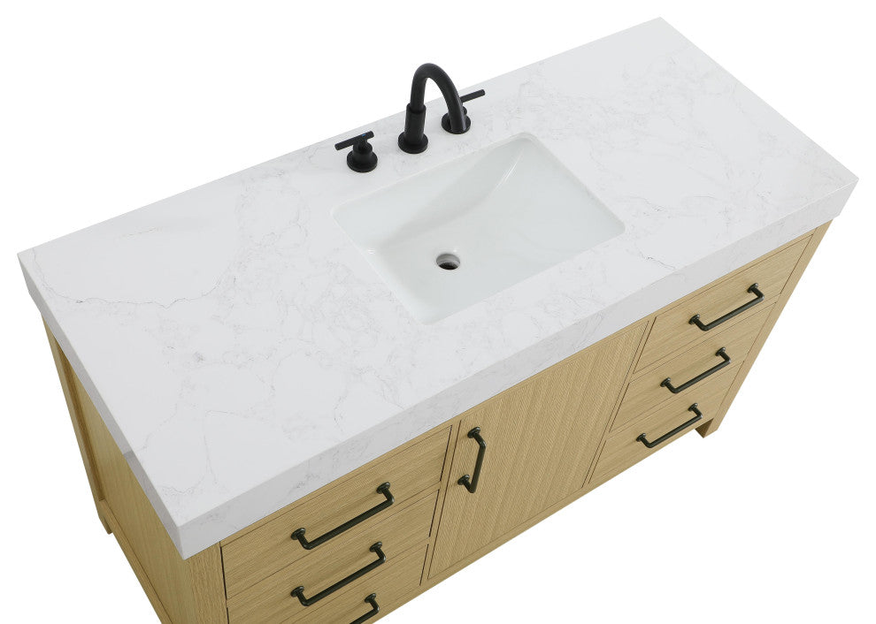 Home Living 54" Single Bathroom Vanity, Honey Brown