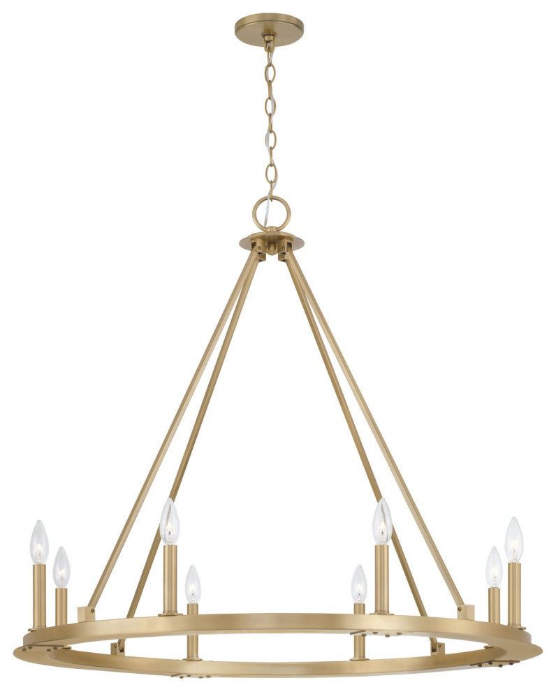 Pearson Eight Light Chandelier in Aged Brass