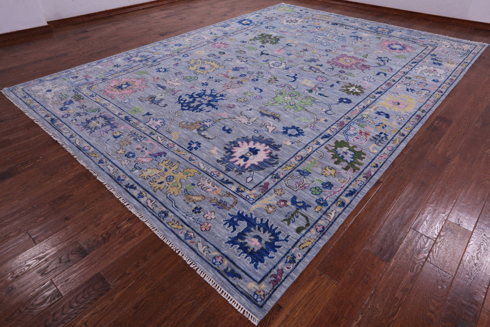 10' 3" X 14' 4" Hand-Knotted Turkish Oushak Wool Rug - Q15950