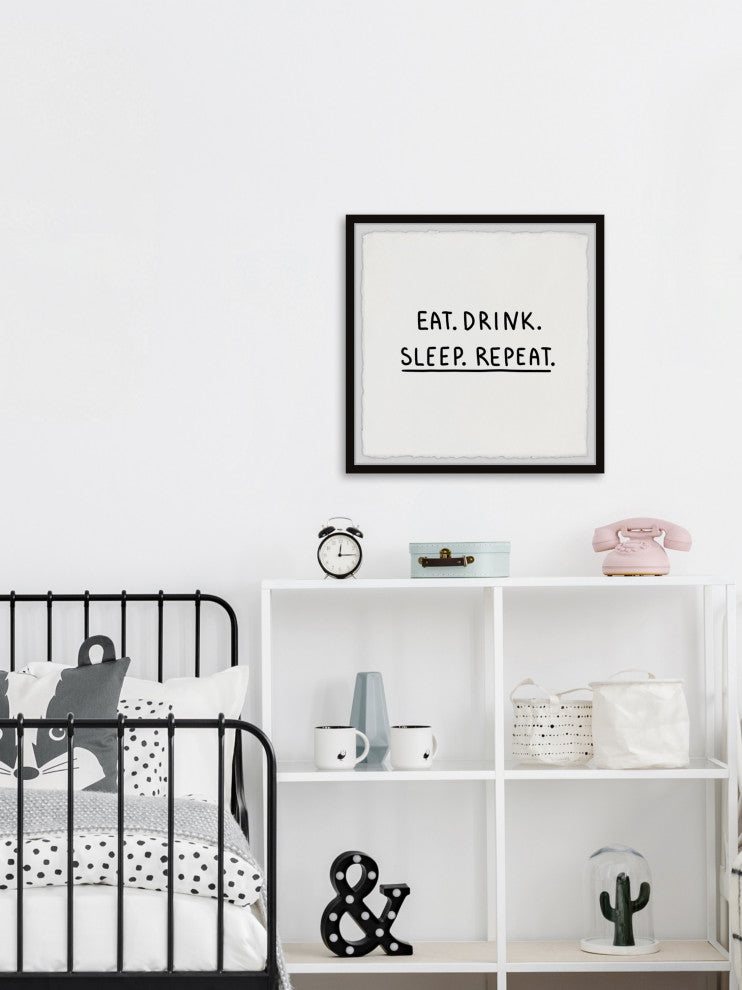 "Eat Drink Sleep" Framed Painting Print, 18x18