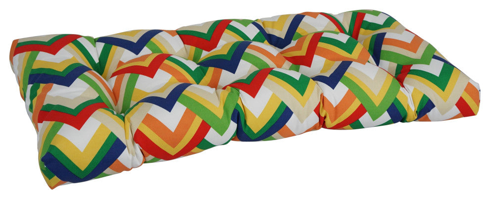 42"X19" Polyester Outdoor Tufted Loveseat Cushion, Resort Garden