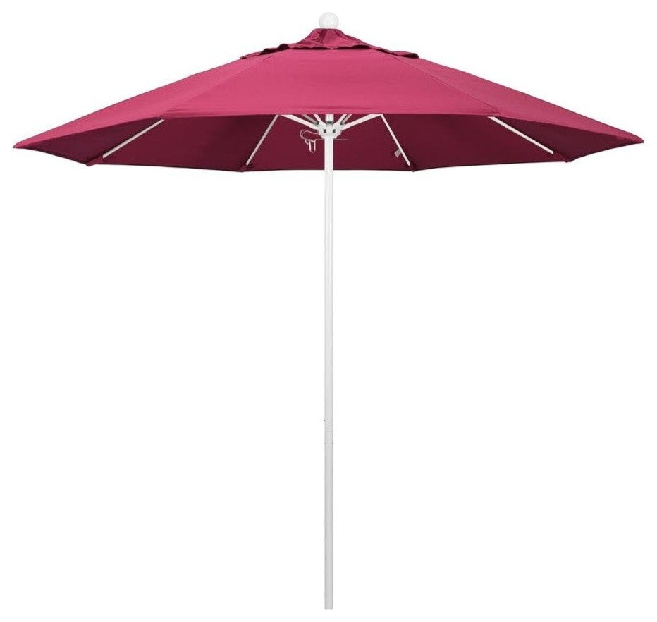 9' Venture Series Patio Umbrella With Sunbrella 2A Hot Pink Fabric, Matted White