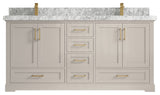 Boston 72" Double Sink Bath Vanity in Fine Grain 2" Carrara Marble