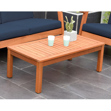 Amazonia Murano 4-Piece Patio Seating Set with Black Cushions | Eucalyptus Wood, Navy