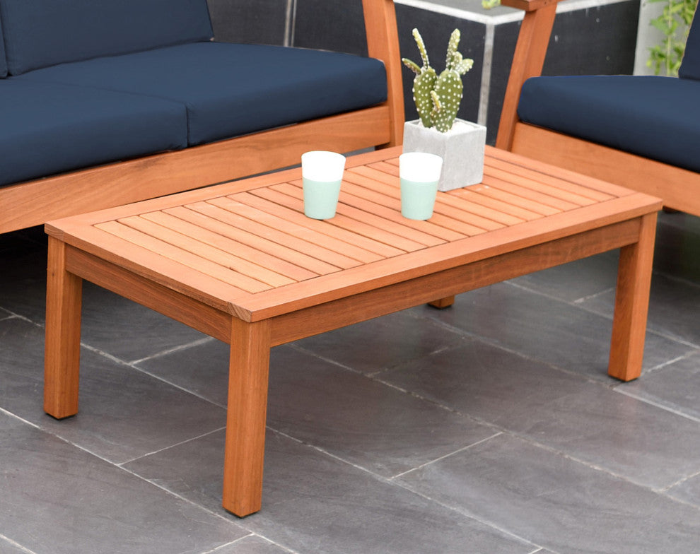 Amazonia Murano 4-Piece Patio Seating Set with Black Cushions | Eucalyptus Wood, Navy