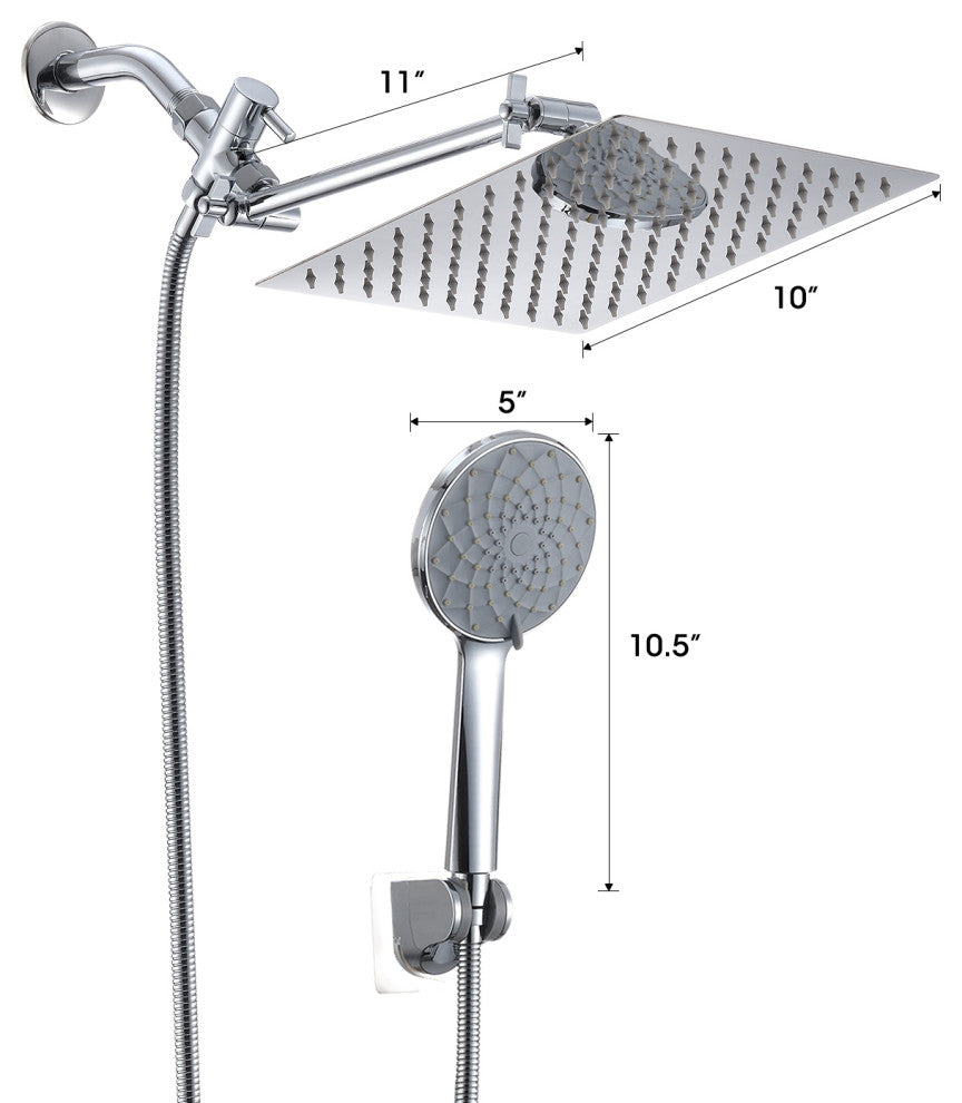 Completed Shower System with Rough-in Valve and Handheld Shower, Chrome, 10"