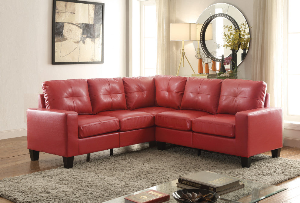 Kidd Sectional, Red Faux Leather