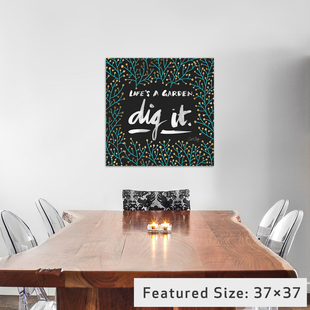 "Dig It Black Turquoise Artprint" by Cat Coquillette, 37x37x1.5