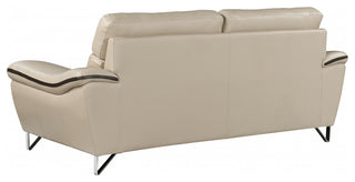 2-Piece Indoor Beige Genuine Leather Five Person Seating Set