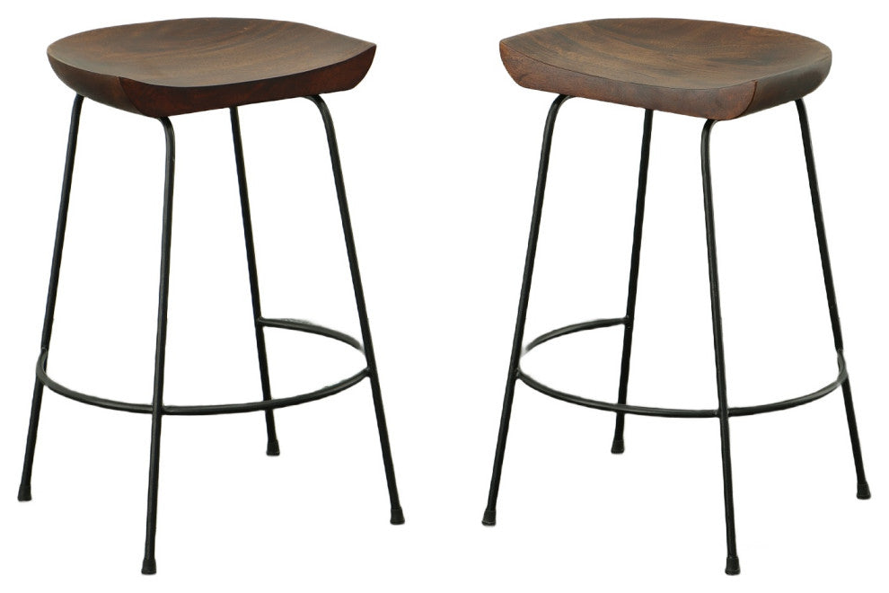 Diya Countoured Counter Stool Set of two, Chestnut/Black