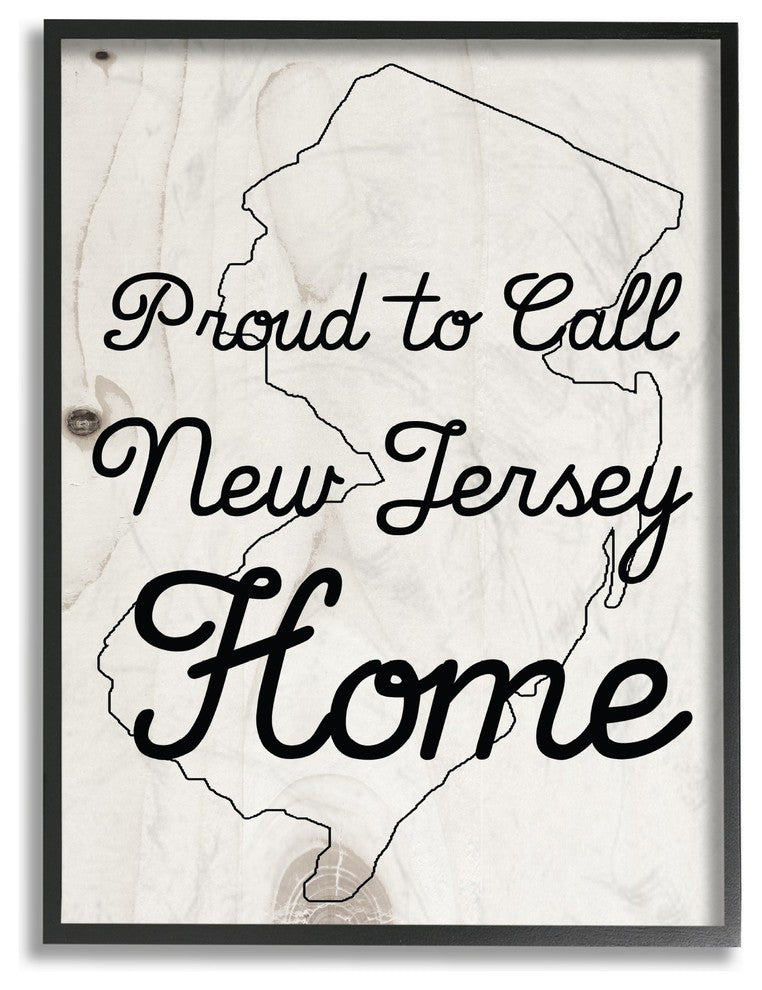 Wood Texture Proud to Call New Jersey Home Oversized Framed Giclee Art, 16"x20"