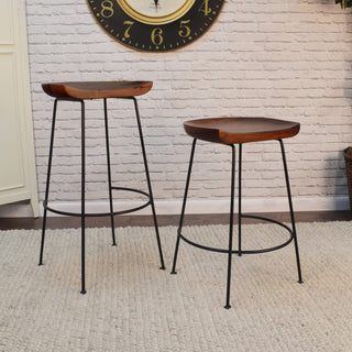 Diya Countoured Counter Stool Set of two, Chestnut/Black