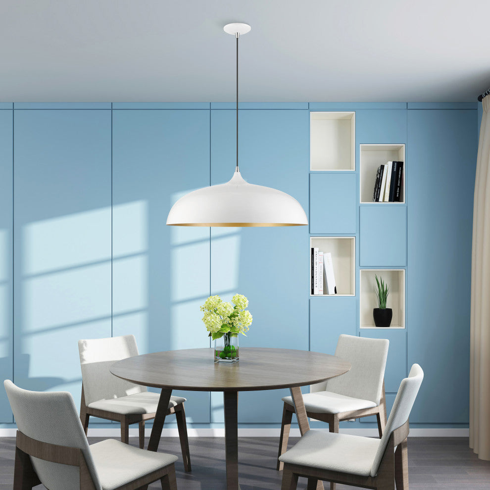 Amador 3 Light Shiny White With Polished Chrome Accents Large Pendant