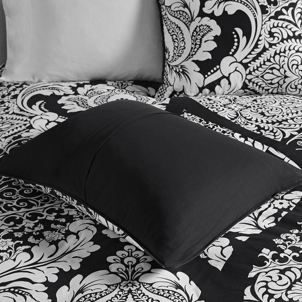 Madison Park Vienna Traditional 7-Piece Cotton Comforter Set, Black