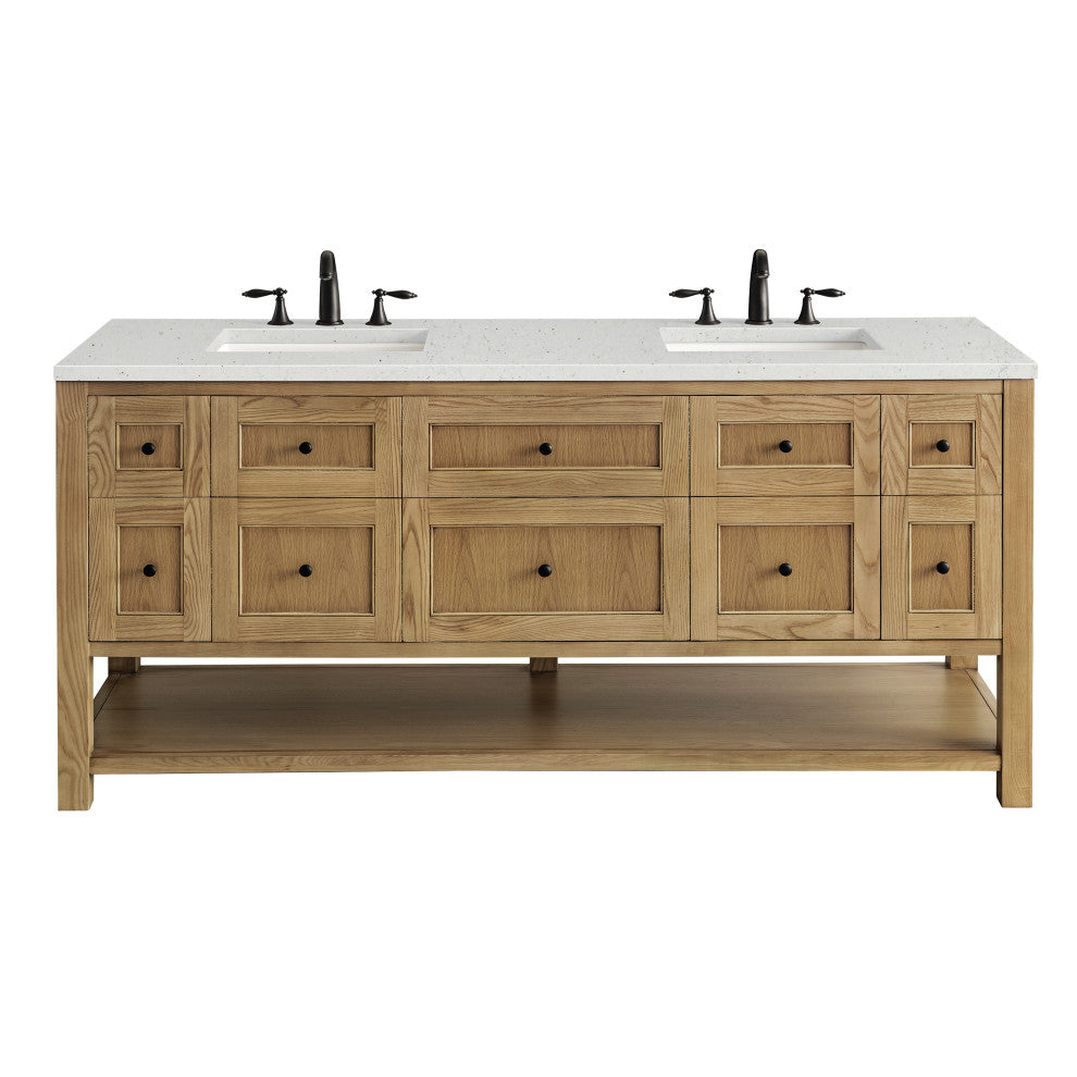 James Martin Breckenridge Bath Vanity, Light Natural Oak, 72", Lime Delight, Three-Hole