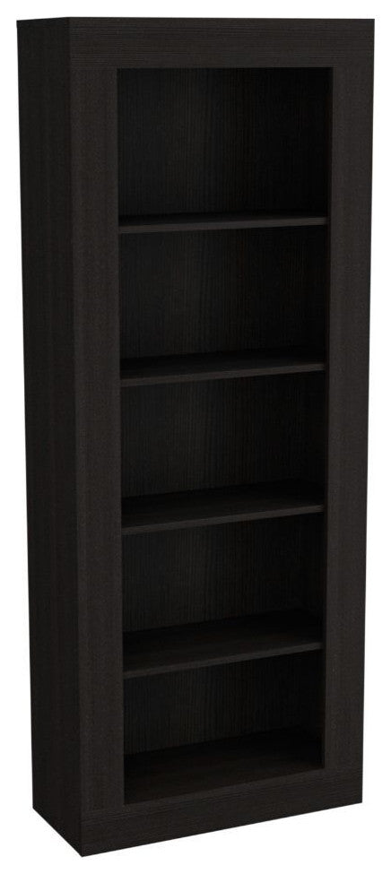 Poros Bookcase with 5 Open Shelves and Frame, Black