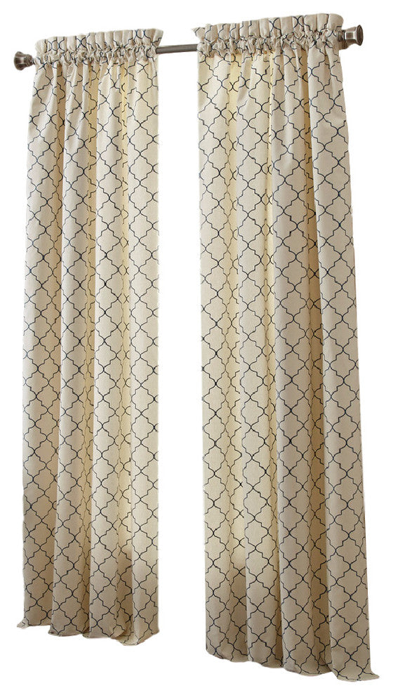 Sherry Kline Westbury 63" Embroidered Window Panel, Set Of 2, Light Blue