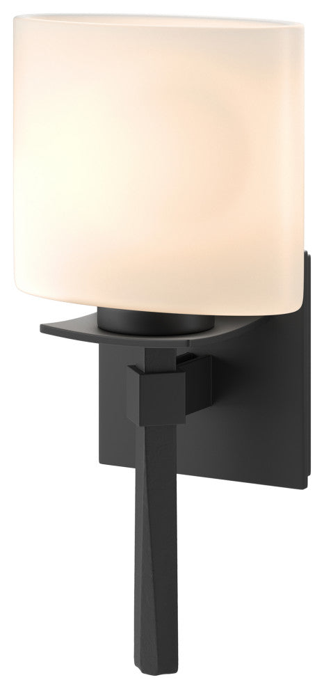 Beacon Hall Ellipse Glass Sconce, Black Finish, Opal Glass