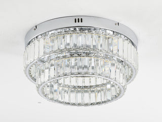 2-Light Chrome Dimmable LED Flush Mount With Clear Crystals