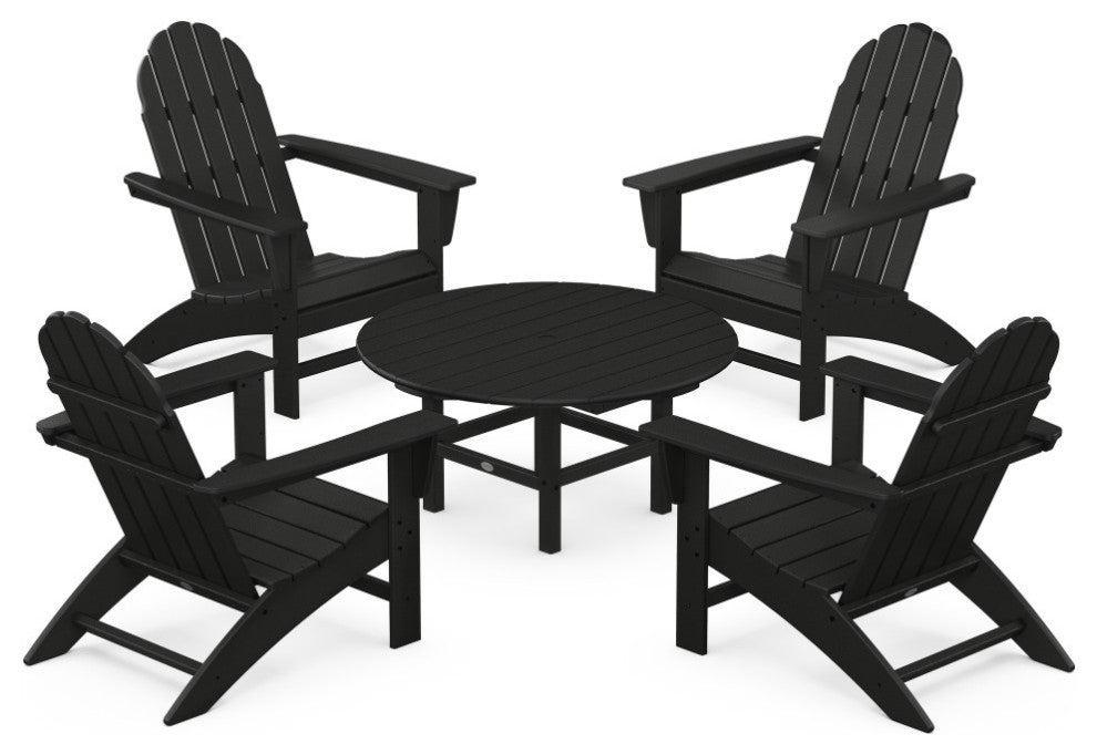 Vineyard 5-Piece Adirondack Chair Conversation Set, Black
