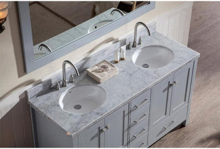 Ariel Cambridge 61" Gray Modern Double Oval Sink Vanity, No Mirror