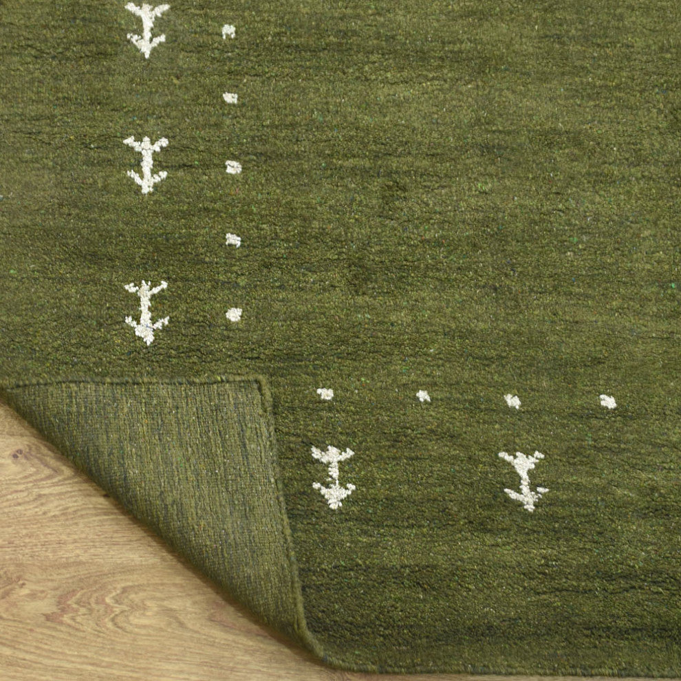 HAND KNOTTED LOOM SILK ECO-FRIENDLY AREA RUG -6'x9',Rectangle,Green,Contemporary