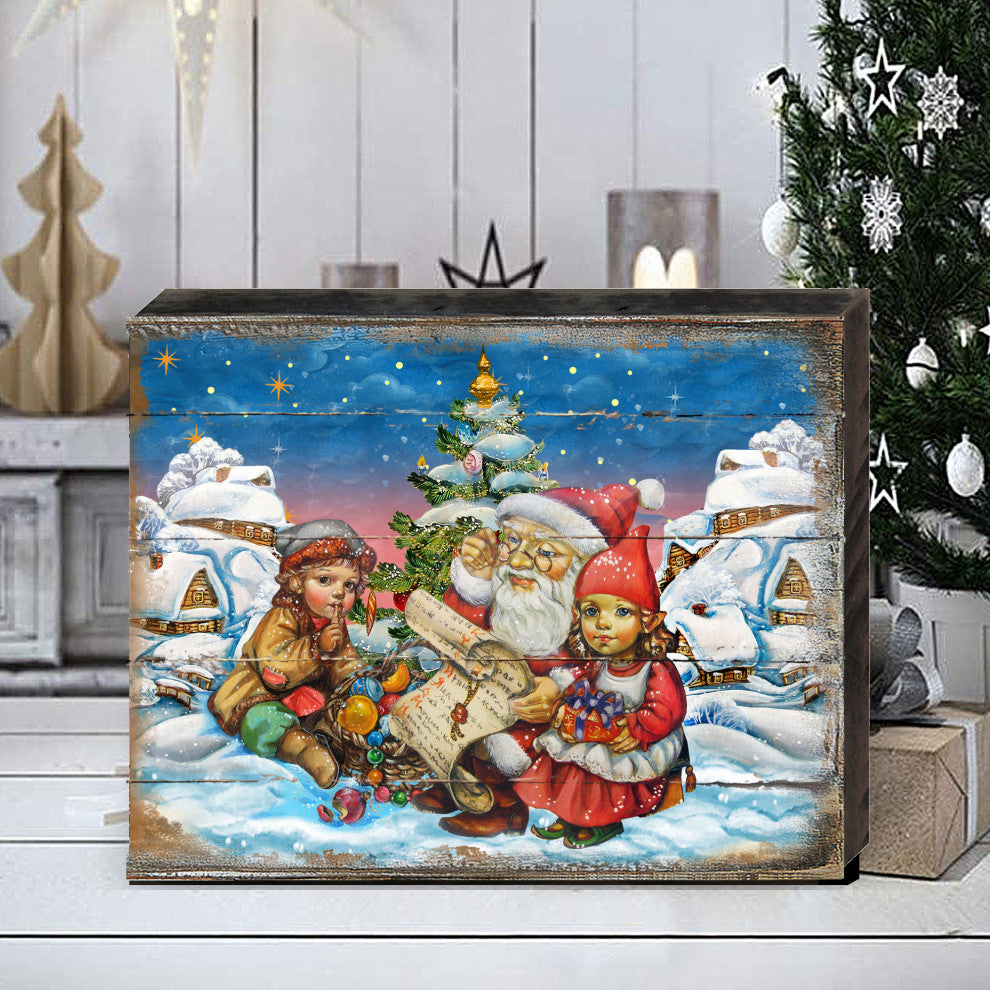 Vintage Christmas Santa Wooden Wall Art, Petite 7.5x5.5